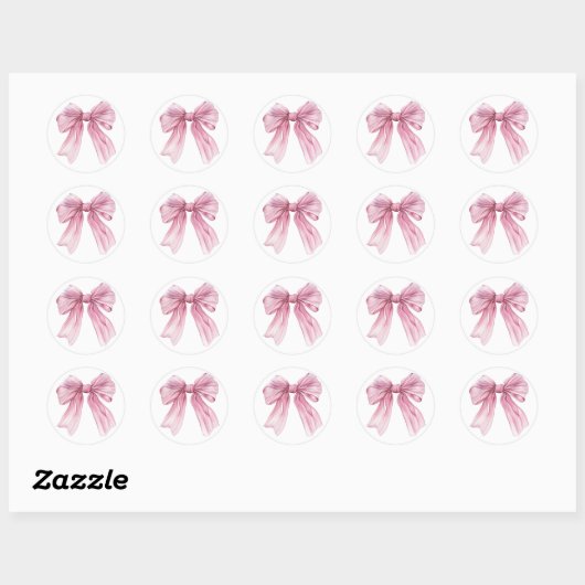 Sparkle Pink Coquette Bow 1st Ronde Sticker (Vel)