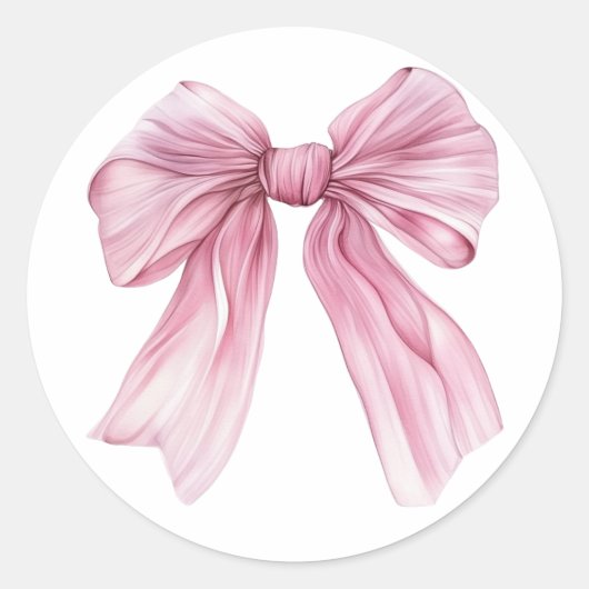 Sparkle Pink Coquette Bow 1st Ronde Sticker (Voorkant)