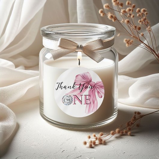 Sparkle Pink Coquette Bow 1st Ronde Sticker