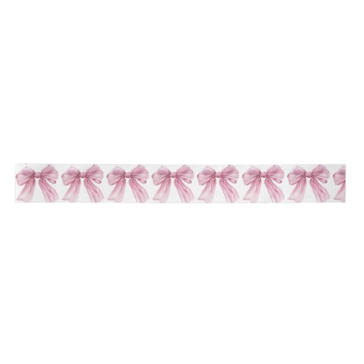 Sparkle Pink Coquette Bow 1st Satijnen Lint (Voorkant)