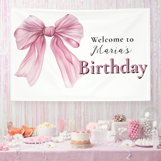 Sparkle Pink Coquette Bow 1st Spandoek (Feest)