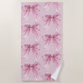 Sparkle Pink Coquette Bow 1st Strandlaken (Voorkant)