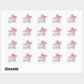 Sparkle Pink Coquette Bow 1st Vierkante Sticker (Vel)