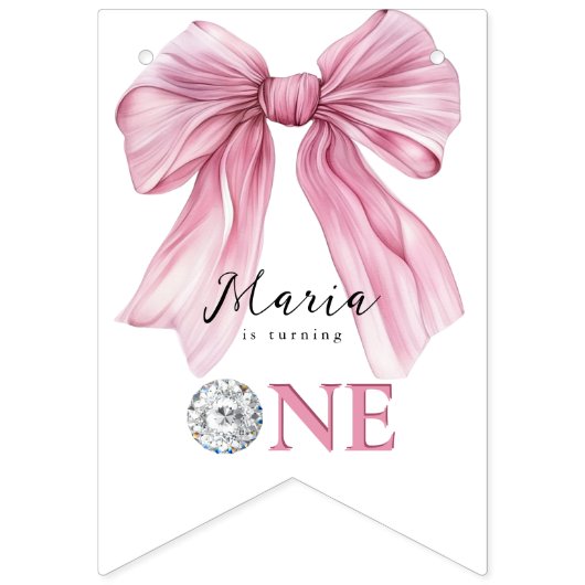 Sparkle Pink Coquette Bow 1st Vlaggetjes (Eerste vlag)