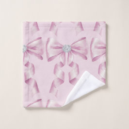 Sparkle Pink Coquette Bow 1st Washandje