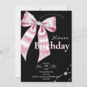 Sparkle Pink Coquette Bow Verjaardag Kaart (Voorkant)