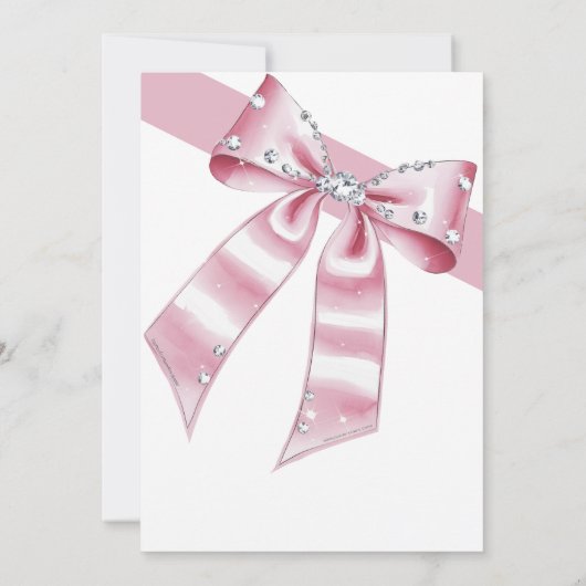 Sparkle Pink Coquette Bow Verjaardag Kaart (Achterkant)