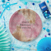 Sparkle Pink Cream Gold Cowgirl Koeienhuid Verjaar Papieren Bordje (Feest)