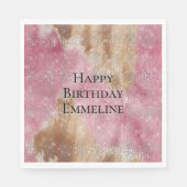 Sparkle Pink Cream Gold Cowgirl Koeienhuid Verjaar Servet (Voorkant)