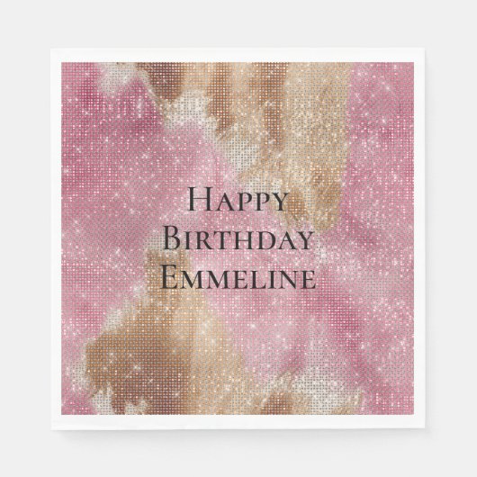 Sparkle Pink Cream Gold Cowgirl Koeienhuid Verjaar Servet (Voorkant)