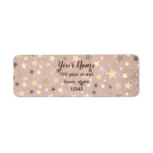Sparkle Pink en Gold Star Pattern Return Address Etiket (Voorkant)