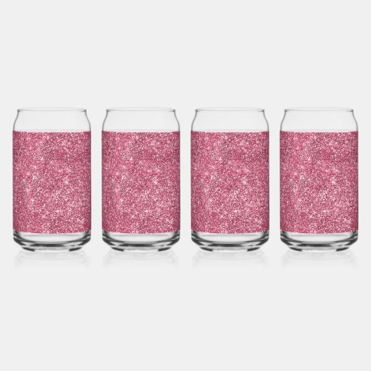 Sparkle Pink Faux Glitter Blikvorm Glas (Voorkant)