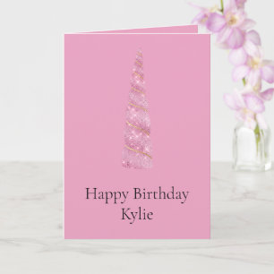 Sparkle Pink Girly Gold Glam Eenhoorn Verjaardag Kaart