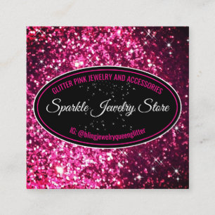 Sparkle Pink Glitz Glam Bling Vierkante Visitekaartje