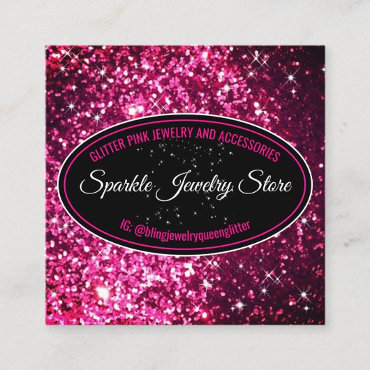 Sparkle Pink Glitz Glam Bling Vierkante Visitekaartje (Voorkant)