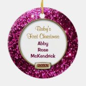 Sparkle Pink/Gold Bow-foto Keramisch Ornament (Achterkant)