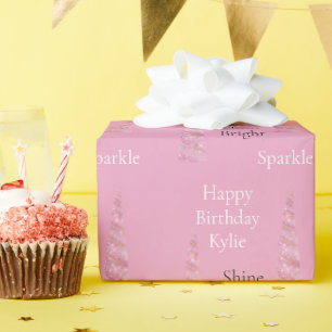 Sparkle Pink Gold Glam Eenhoorn Verjaardag Cadeaupapier