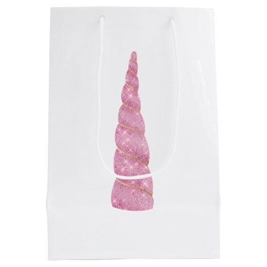 Sparkle Pink Gold Glam Eenhoorn Verjaardag Medium Cadeauzakje (Achterkant)