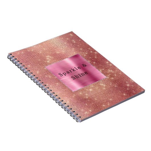 Sparkle Pink Gold Glam Glitter Notitieboek (Rechterzijde)