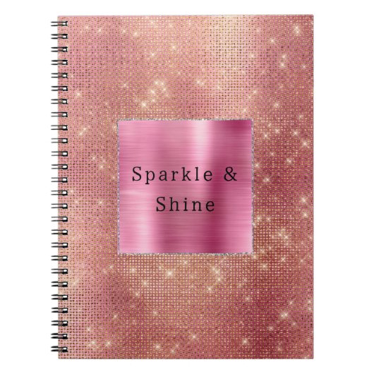 Sparkle Pink Gold Glam Glitter Notitieboek (Voorkant)