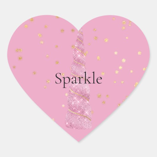 Sparkle Pink Gold Glam Stars Eenhoorn Verjaardag Hart Sticker (Voorkant)