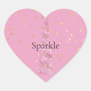 Sparkle Pink Gold Glam Stars Eenhoorn Verjaardag Hart Sticker