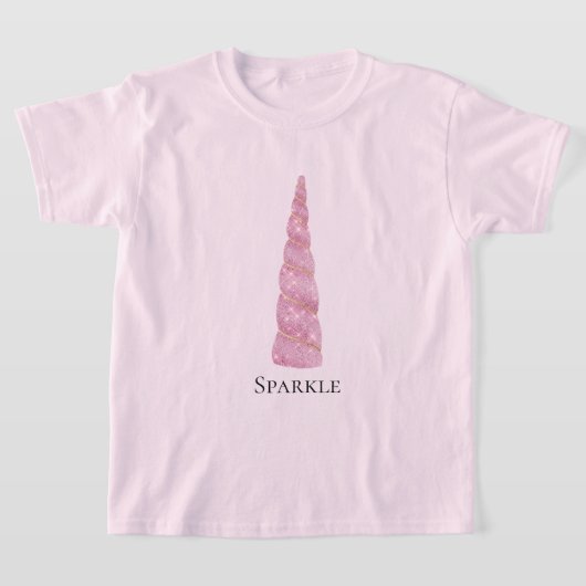 Sparkle Pink Gold Glam Unicorn T-shirt (Laagn)