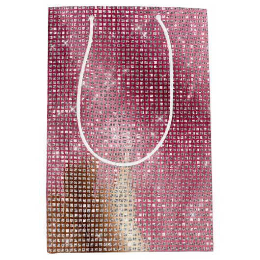 Sparkle Pink Gold Southwest Faux Koeienhuid Verjaa Medium Cadeauzakje (Voorkant)