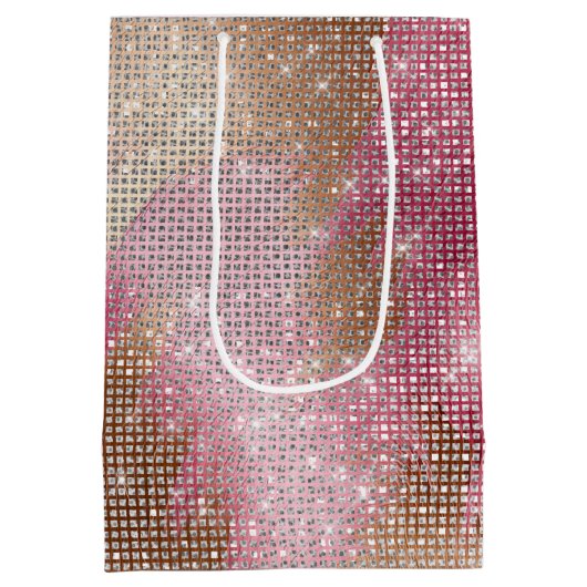 Sparkle Pink Gold Southwest Faux Koeienhuid Verjaa Medium Cadeauzakje (Achterkant)