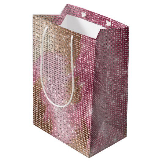 Sparkle Pink Gold Southwest Faux Koeienhuid Verjaa Medium Cadeauzakje (Achterkant Gekanteld)