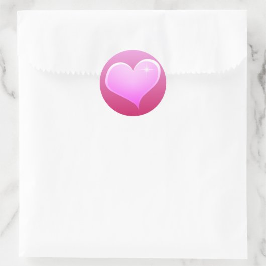 Sparkle Pink Heart Ronde Sticker (Tas)
