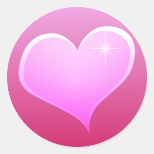 Sparkle Pink Heart Ronde Sticker (Voorkant)