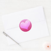 Sparkle Pink Heart Ronde Sticker (Envelop)
