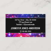 Sparkle Pink Paarse Galaxy Stars Magic Energetic Visitekaartje (Achterkant)