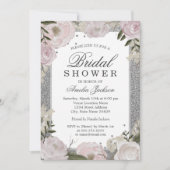 Sparkle Pink Silver Floral Vrijgezellenfeest Kaart (Voorkant)