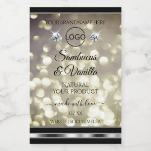 Sparkle Platinum Glitter Product Label Juwelen Log Voedselcontainer Etiket
