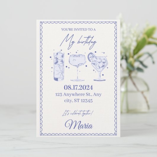 Sparkle & Pop! Editable Birthday Bash Invitation Kaart (Staand voorkant)