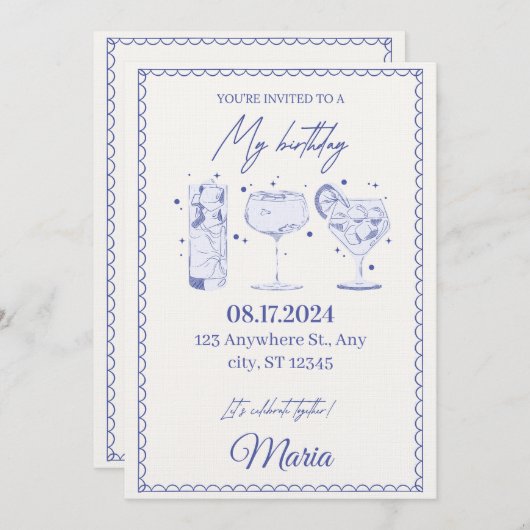 Sparkle & Pop! Editable Birthday Bash Invitation Kaart (Voorkant / Achterkant)