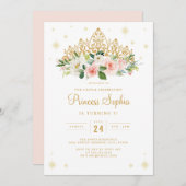 Sparkle Princess Floral Tiara Verjaardag Kaart (Voorkant / Achterkant)