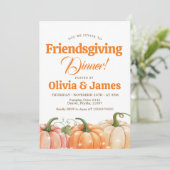 Sparkle Pumpkin Friendsgiving Uitnodiging (Staand voorkant)