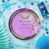 Sparkle Purple Flowers Weddenschap Papieren Bordje (Feest)