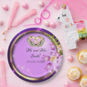 Sparkle Purple Flowers Weddenschap Papieren Bordje (Feest)