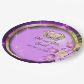 Sparkle Purple Flowers Weddenschap Papieren Bordje (Gekanteld)