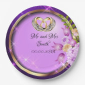 Sparkle Purple Flowers Weddenschap Papieren Bordje (Voorkant)