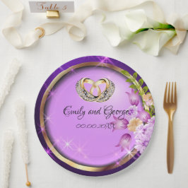 Sparkle Purple Flowers Weddenschap Papieren Bordje