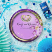 Sparkle Purple Flowers  Weddenschap Papieren Bordje (Feest)