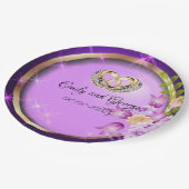 Sparkle Purple Flowers Weddenschap Papieren Bordje (Gekanteld)