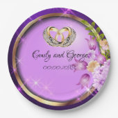 Sparkle Purple Flowers Weddenschap Papieren Bordje (Voorkant)