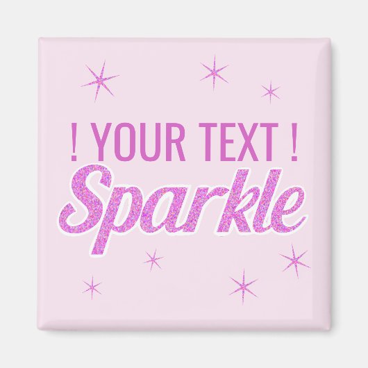 Sparkle quote glitter effect aangepaste roze tekst magneet (Voorkant)