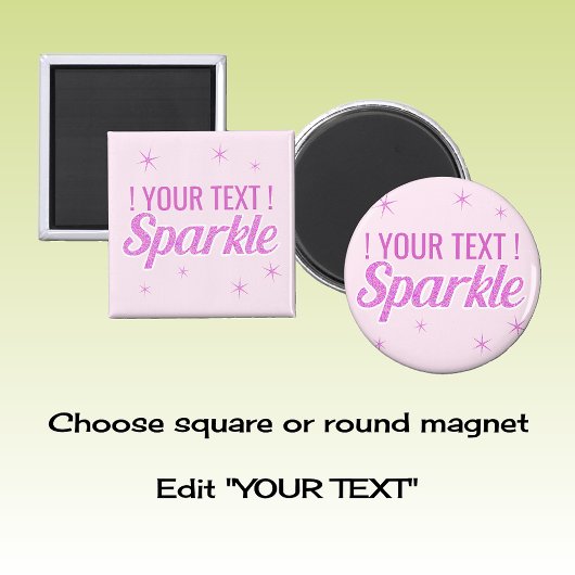 Sparkle quote glitter effect aangepaste roze tekst magneet